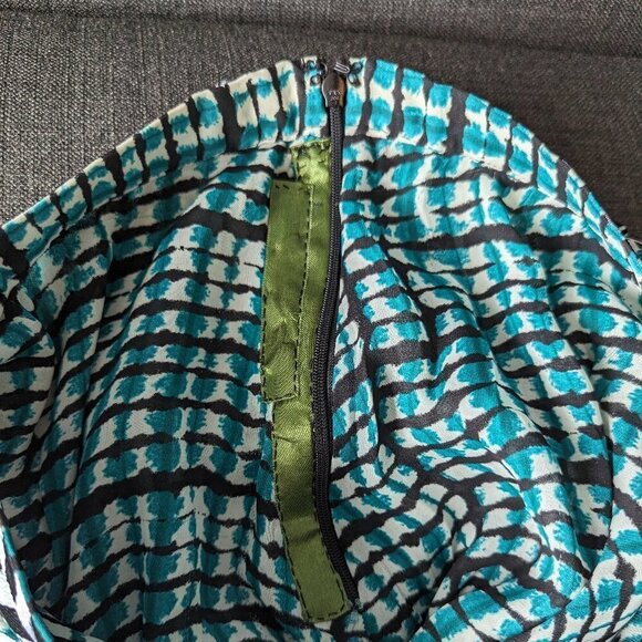 Parker Geometric Emboidered Pleated Skirt - Green Black and White - Picture 5 of 9